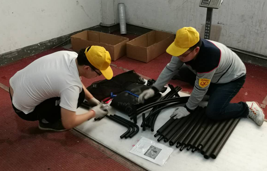Final assembly inspection of hunting equipment at the factory